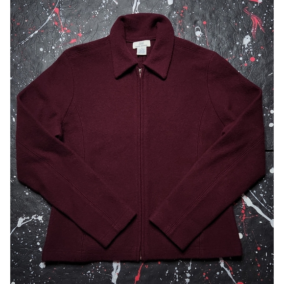 Brooks Brothers Sweaters - Brooks Brothers 346 women's burgundy wine full-zip wool cardigan sweater jacket